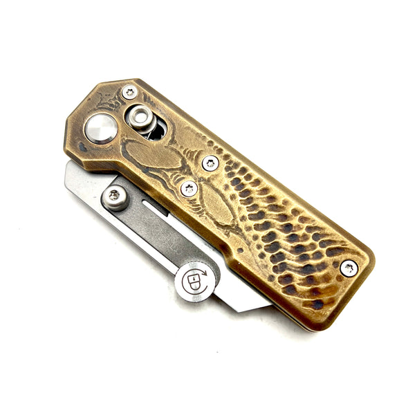 CARVED BRASS RAZOR KNIFE