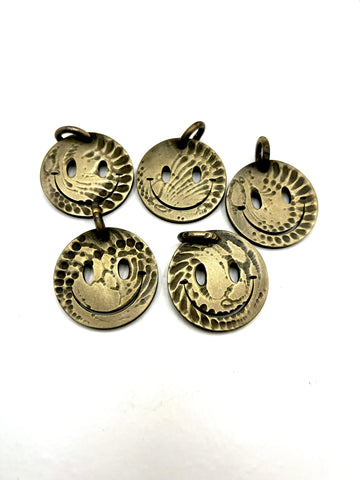 BIO-MECH BRASS SMILEY MEDALLION