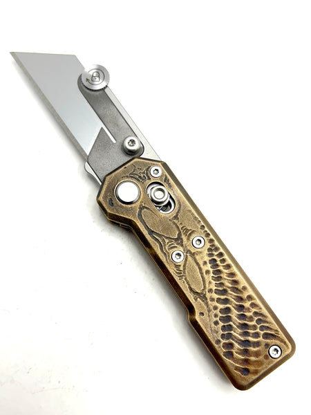 CARVED BRASS RAZOR KNIFE