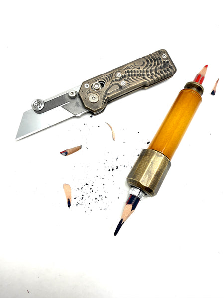 BIO-MECH CARVED BRASS PENCIL SHARPENER