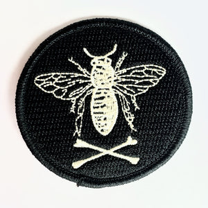 Black/Antique White Bee and Crossbones Patch